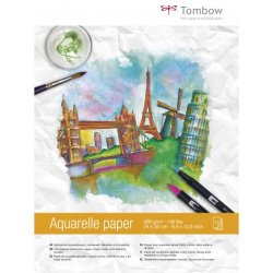 Tombow Bloc de papier aquarelle, collé 2 côtés, 240 x 320 mm