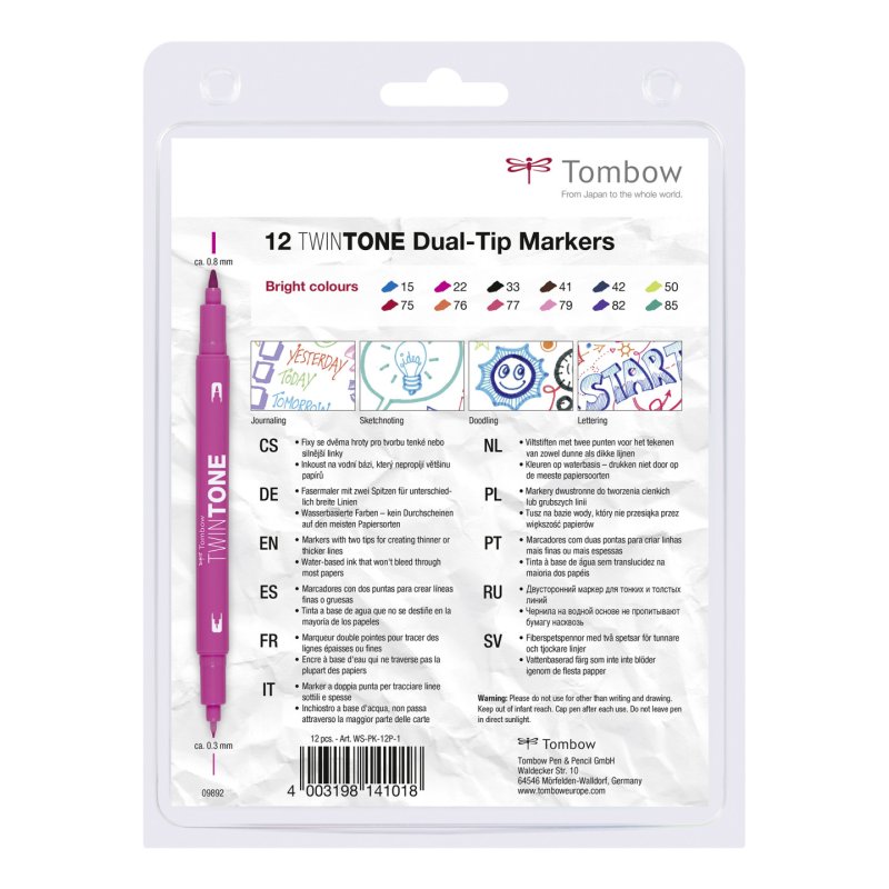 Tombow Feutre double pointe "TwinTone" Bright Colours