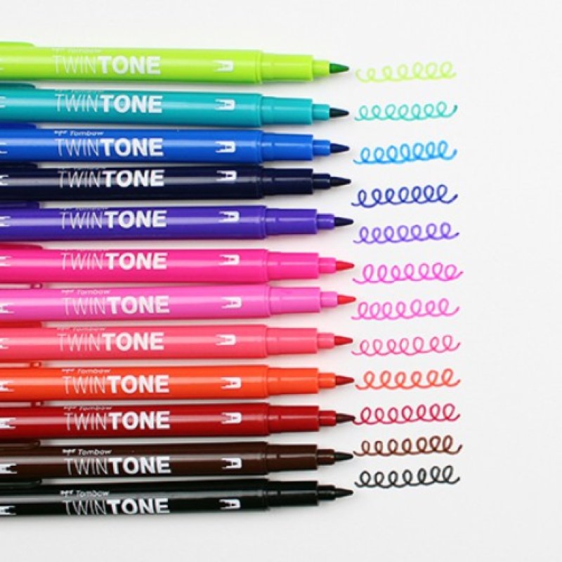Tombow WS-PK-12P-1 marker 12 pc(s) Fine/Bullet tip Black, Blue, Brown, Cyan, Green, Orange, Pink, Red, Violet