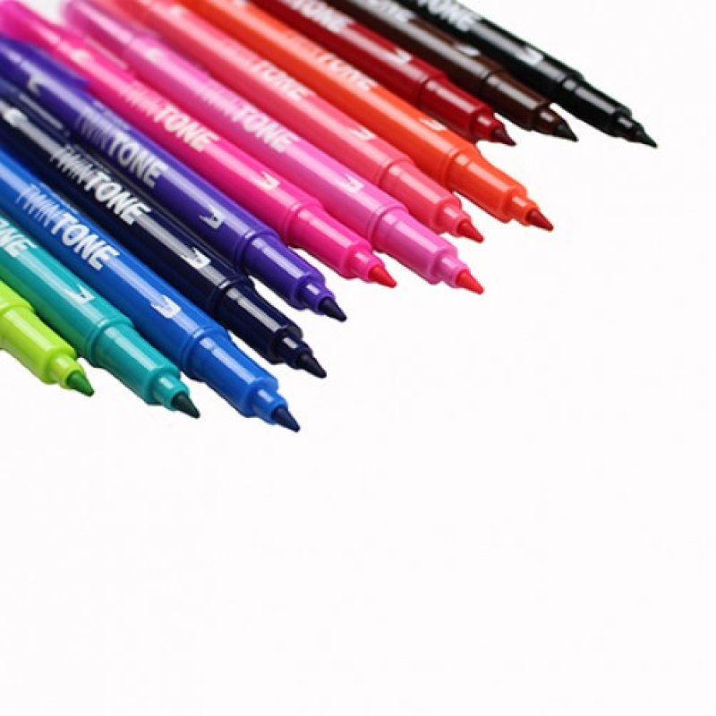 Tombow WS-PK-12P-1 marqueur 12 pièce(s) Pointe fine/ogive Noir, Bleu, Marron, Cyan, Vert, Orange, Rose, Rouge, Violet