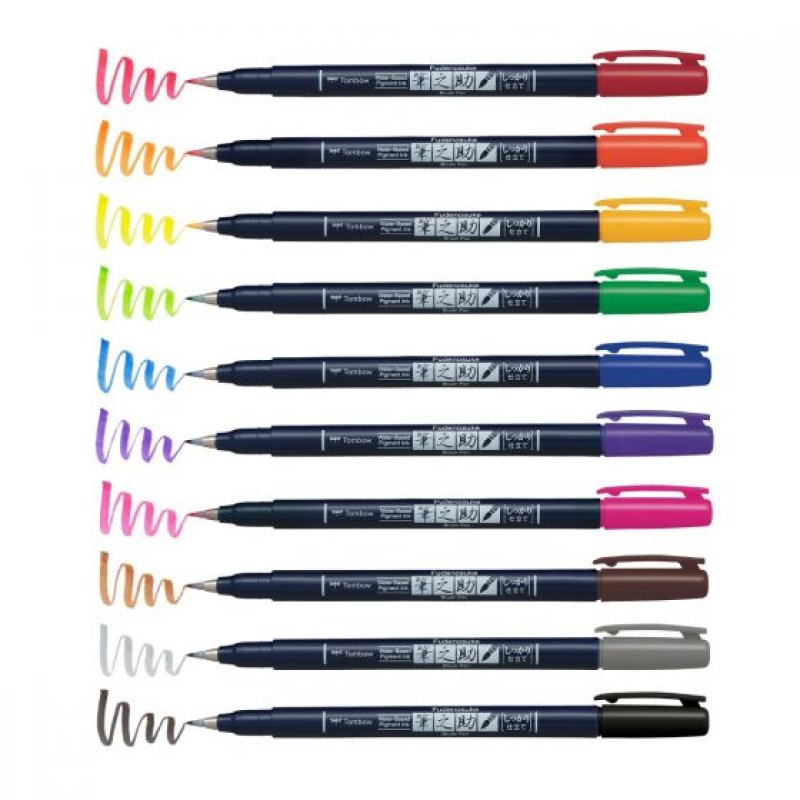 Tombow WS-BH-10P felt pen Fine/Medium Black, Blue, Green, Grey, Orange, Pink, Yellow 10 pc(s)