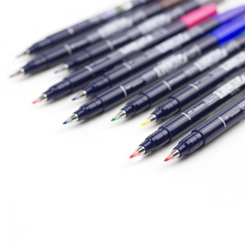 Tombow WS-BH-10P felt pen Fine/Medium Black, Blue, Green, Grey, Orange, Pink, Yellow 10 pc(s)