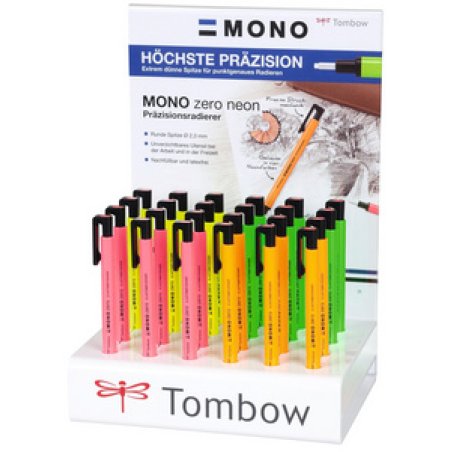 Tombow Stylo-gomme "MONO zero" fluo, présentoir de 24
