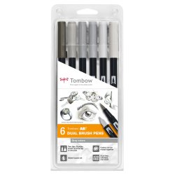 Tombow ABT Dual Brush Pen Set felt pen Grey 6 pc(s)