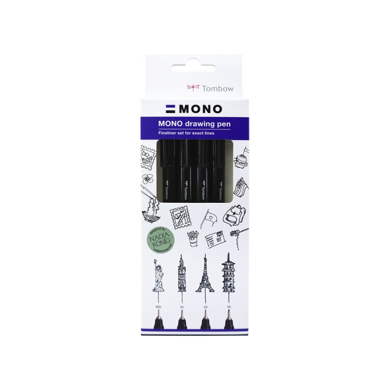 Tombow Feutre fin MONO drawing pen "Fine Set", set de 4