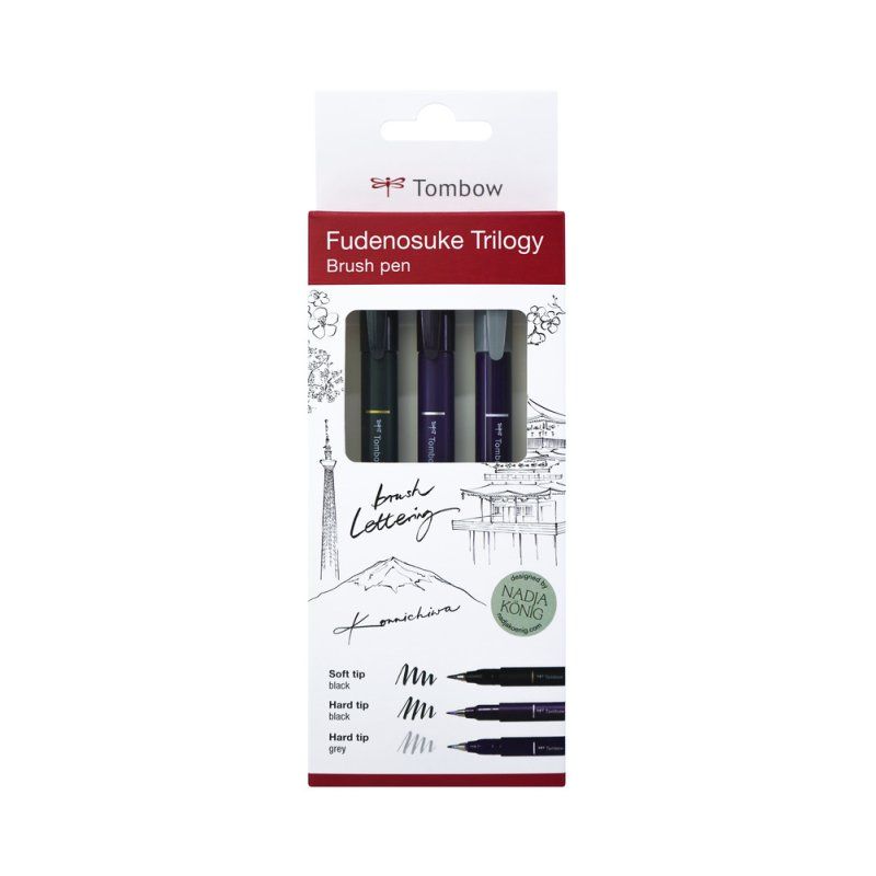 Tombow Crayon de calligraphie Fudenosuke Trilogy, set de 3