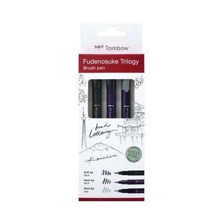 Tombow Crayon de calligraphie Fudenosuke Trilogy, set de 3