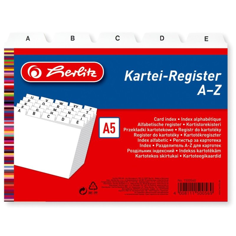 Herlitz 1500560 tab index Polypropylene (PP) White