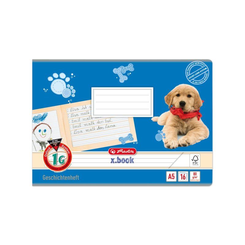 herlitz Geschichtenheft x.book, DIN A5 quer, Lineatur 1G