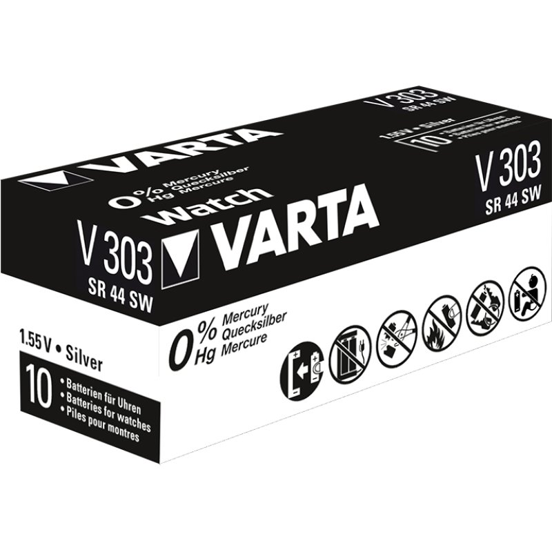 VARTA Pile oxyde argent pour montres, V303 (SR44), 1,55 Volt