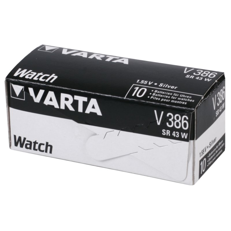 VARTA Pile oxyde argent pour montres, V386 (SR43), 1,55 V