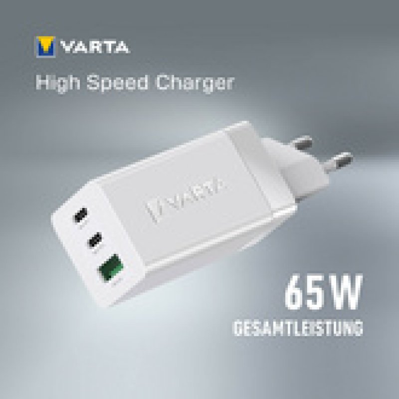 VARTA Adaptateur USB High Speed Charger, 65 W, blanc