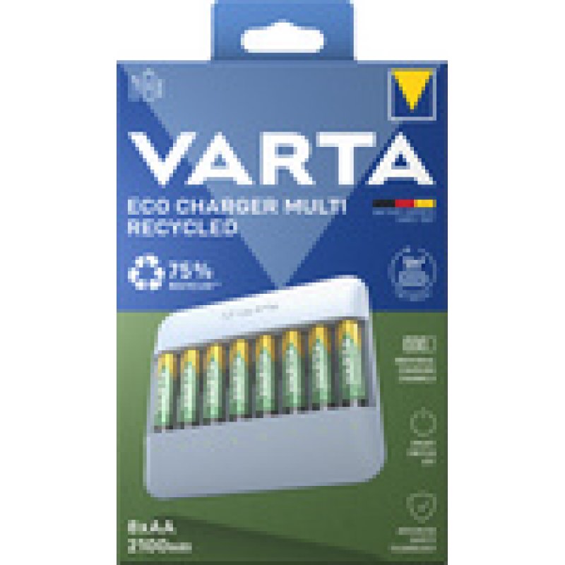 VARTA Chargeur ECO Charger Multi Recycled, 8x AA incluses