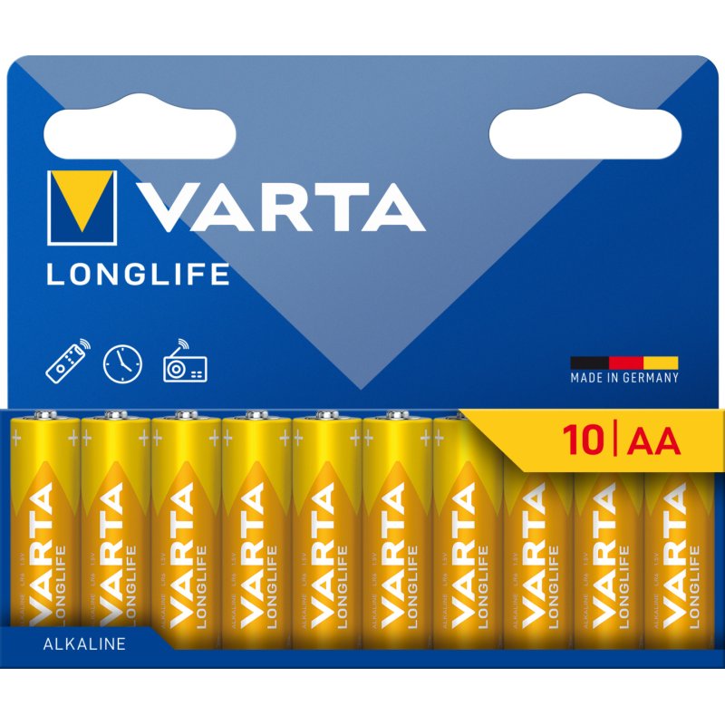 VARTA Pile alcaline "LONGLIFE", Mignon AA, pack de 10