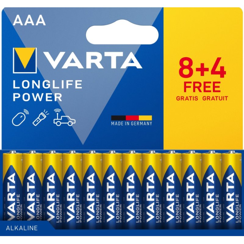 VARTA Pile alcaline "LONGLIFE POWER", Micro AAA, 8 4