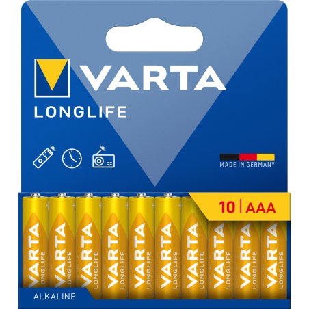 VARTA Pile alcaline "LONGLIFE", Micro AAA, pack de 10