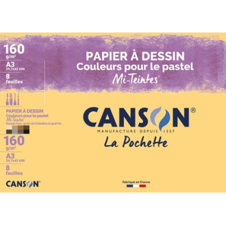 CANSON Papier à dessin couleur "Mi-Teintes", format A3, noir