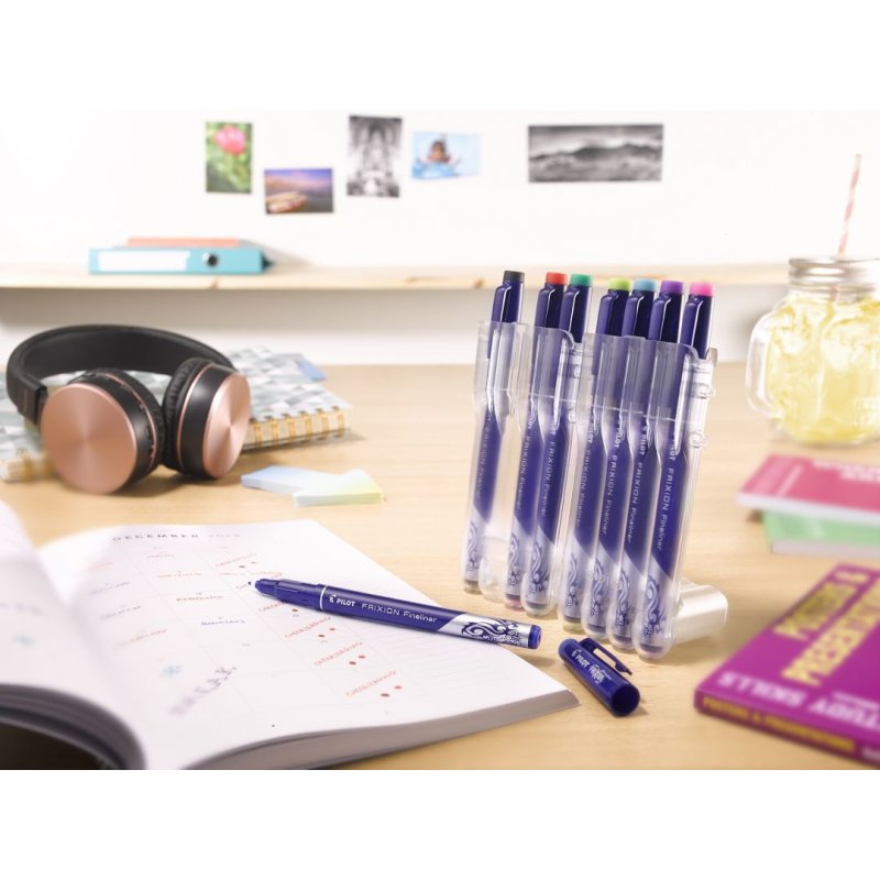 Pilot FriXion fineliner Fine Black, Blue, Green, Light Blue, Lime, Pink, Red, Violet 8 pc(s)