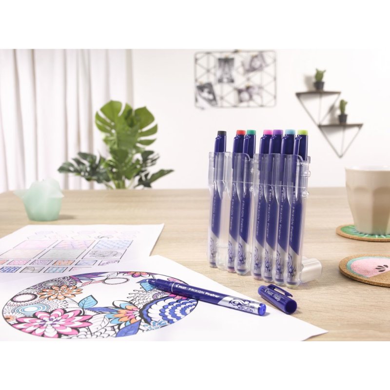 Pilot FriXion Fineliner stylo fin Noir, Bleu, Vert, Bleu clair, Citron vert, Rose, Rouge, Violet 8 pièce(s)