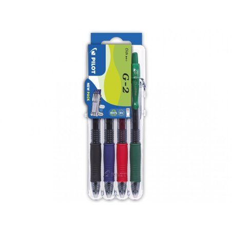 Pilot G-2 Noir, Bleu, Vert, Rouge 4 pièce(s)