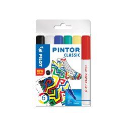 Pilot Pintor Classic marker 6 pc(s) Fine tip Black, Blue, Green, Red, White, Yellow