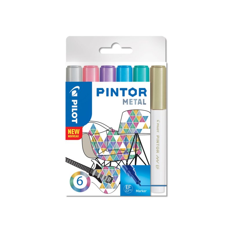 Pilot Pintor Metal marker 6 pc(s) Fine tip Blue, Gold, Green, Pink, Silver, Violet