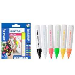 Pilot Pintor Neon Black, Green, Orange, Pink, White, Yellow 6 pc(s)
