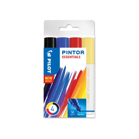 Pilot Pinton Essentials marqueur 4 pièce(s) Pointe fine Noir, Bleu, Rouge, Jaune