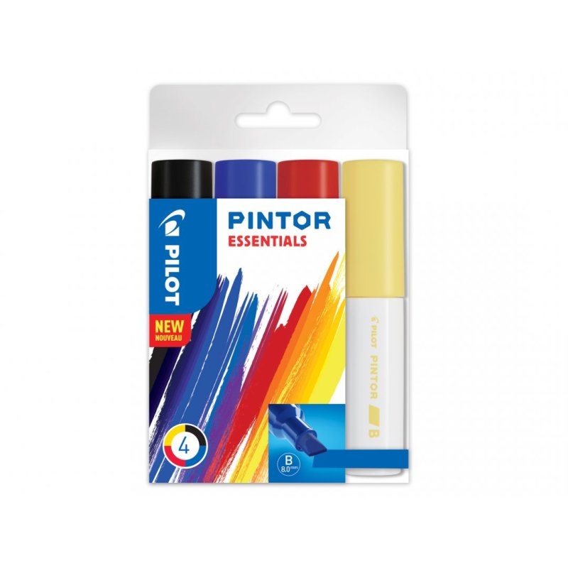 PILOT Marqueur à pigment PINTOR, broad, set de 4 ESSENTIALS