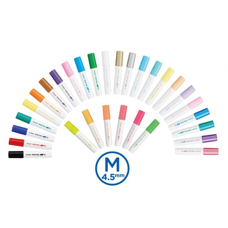 Pilot Pintor Or, Orange clair, Rose métallique, Orange, Rose, Rouge, Blanc, Jaune 10 pièce(s)