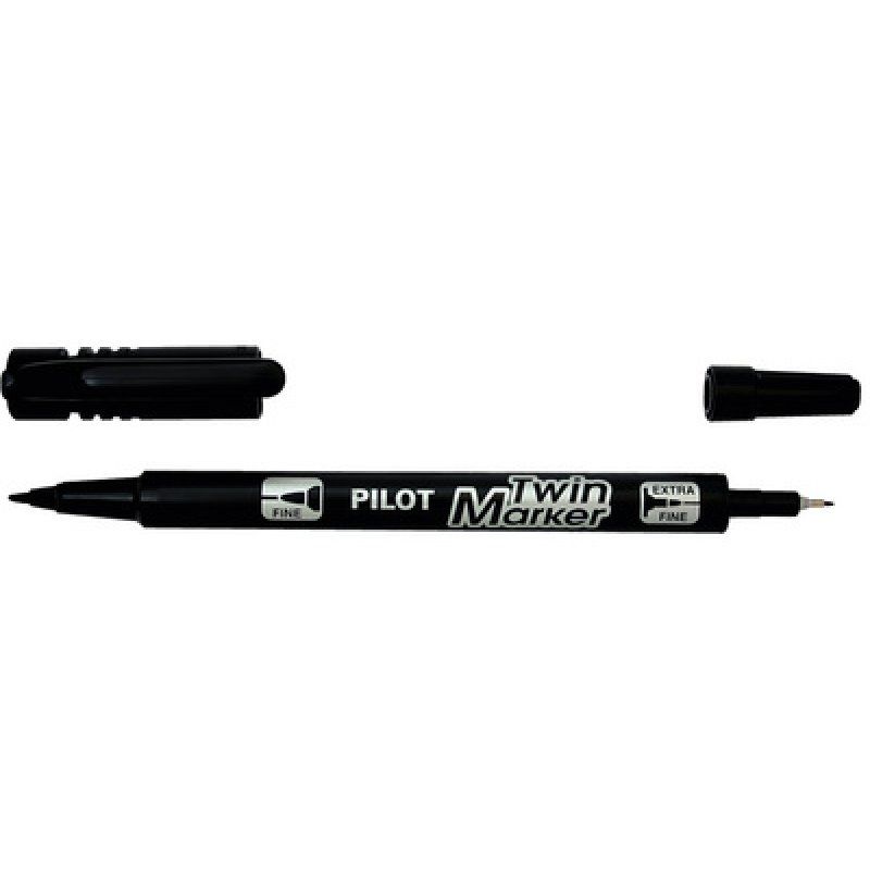 PILOT Marqueur permanent Twin Marker, BONUS PACK, noir