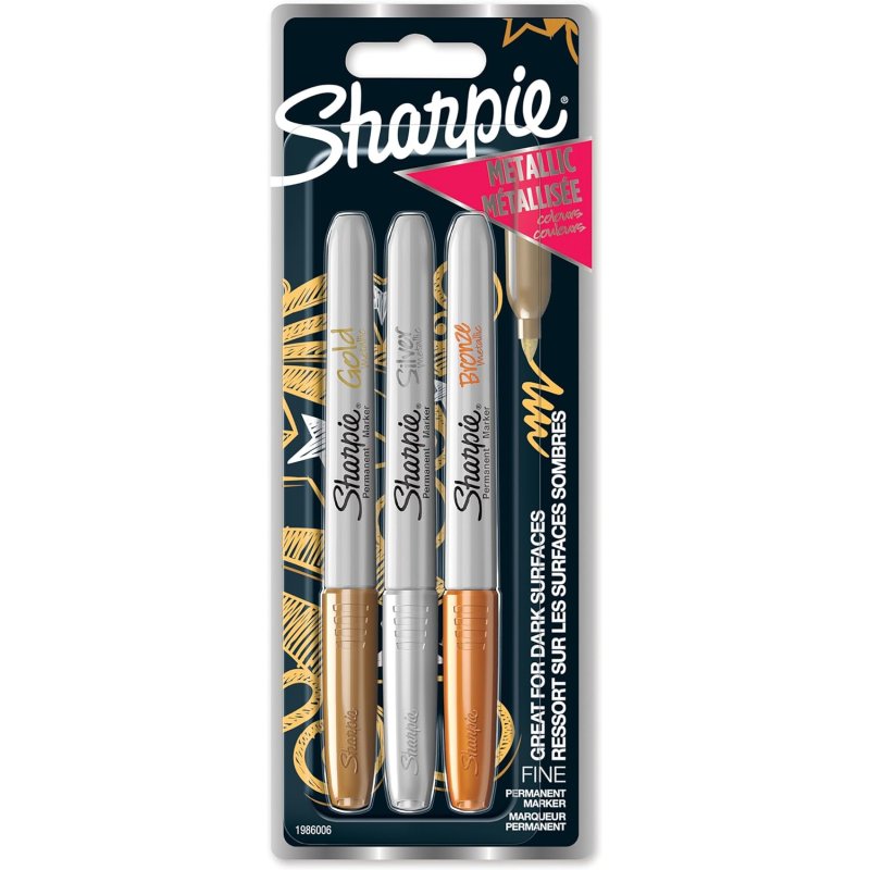 Sharpie Marqueur permanent métallisé, carte blister de 3