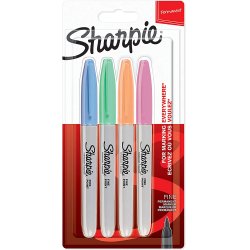 Sharpie 2065402 marqueur indélébile Fibre tip Bleu, Vert, Orange, Rose 4 pièce(s)