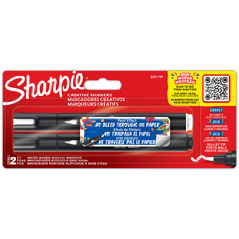 Sharpie 2201181 marqueur 2 pièce(s) Pointe ogive Noir, Blanc