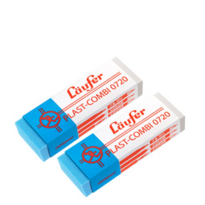 Läufer Gomme en plastique PLAST COMBI, carte blister de 2