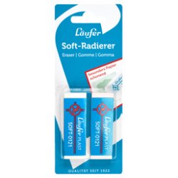 Läufer Gomme en plastique PLAST SOFT, carte blister de 2