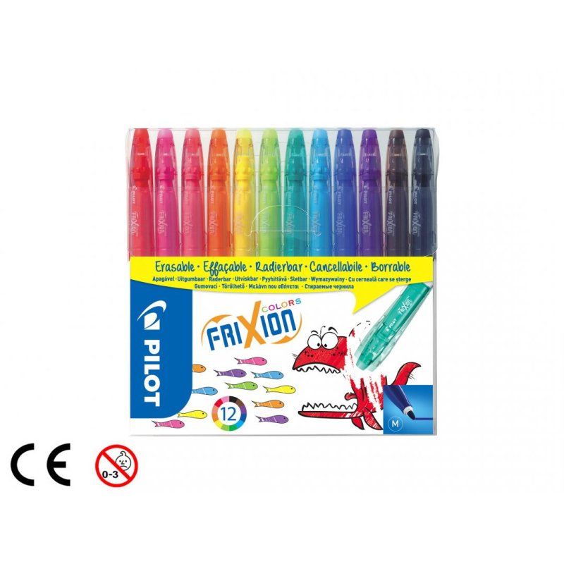 Pilot FriXion Colors stylo-feutre Moyen Noir, Bleu, Cyan, Vert, Cyan clair, Vert clair, Orange, Rose, Rouge, Violet,