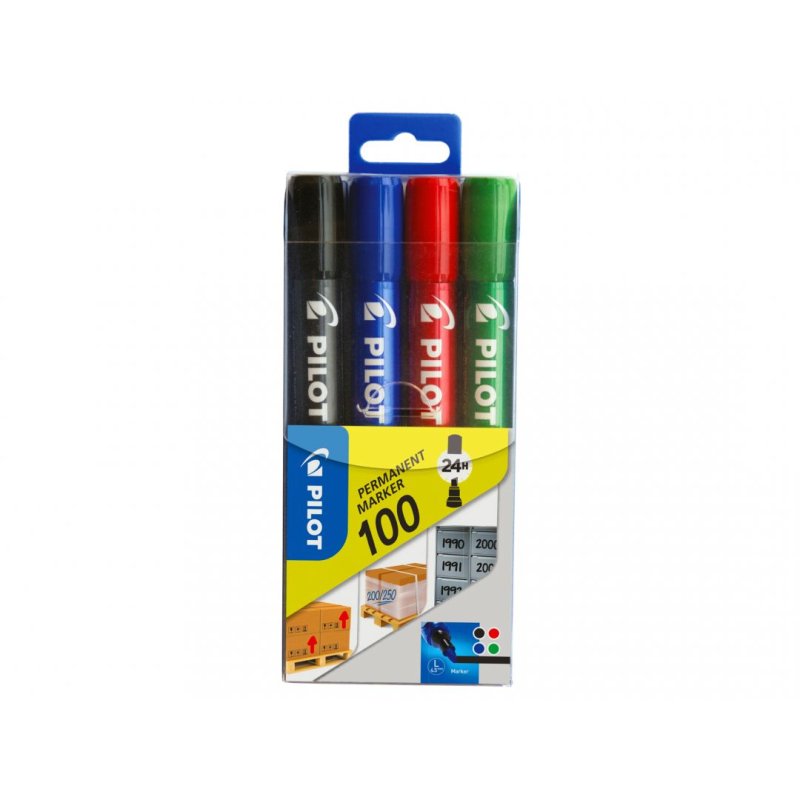 Pilot Permanent Marker 100 marqueur 4 pièce(s) Multicolore
