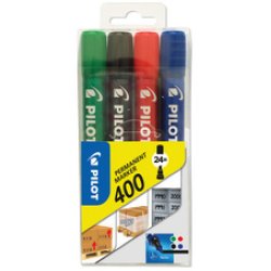 PILOT Marqueur permanent 400, pointe biseauté, étui de 4