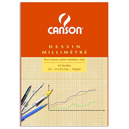 CANSON Bloc de papier millimétré, A4, 90g/m2