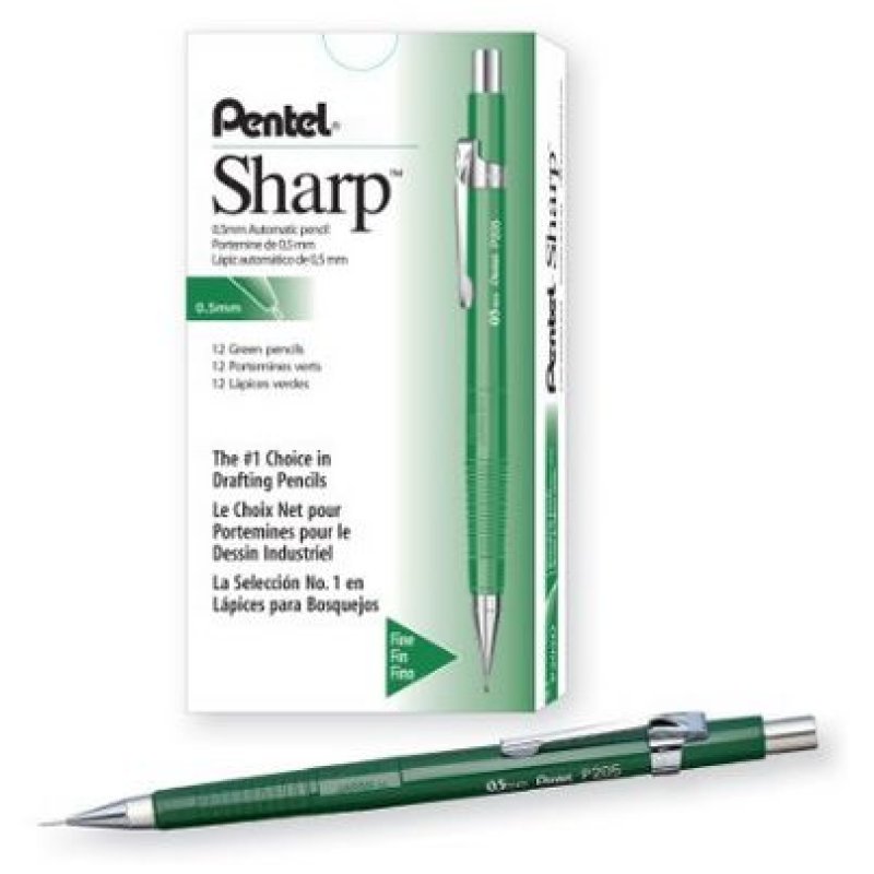 Pentel Porte-mines P205, diamètre de mines: 0,5 mm, vert