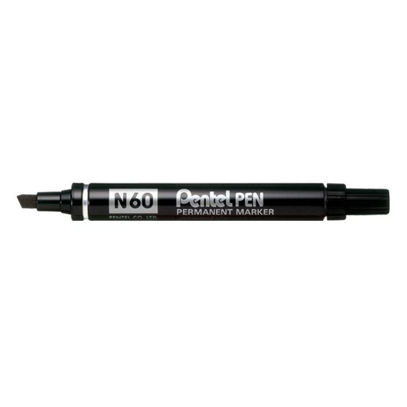 Pentel N 60 marqueur indélébile Pointe biseautée Noir 12 pièce(s)
