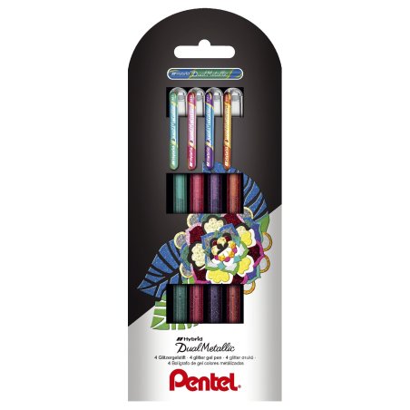 Pentel Dual Metallic Stick pen Green, Orange, Pink, Violet 4 pc(s)