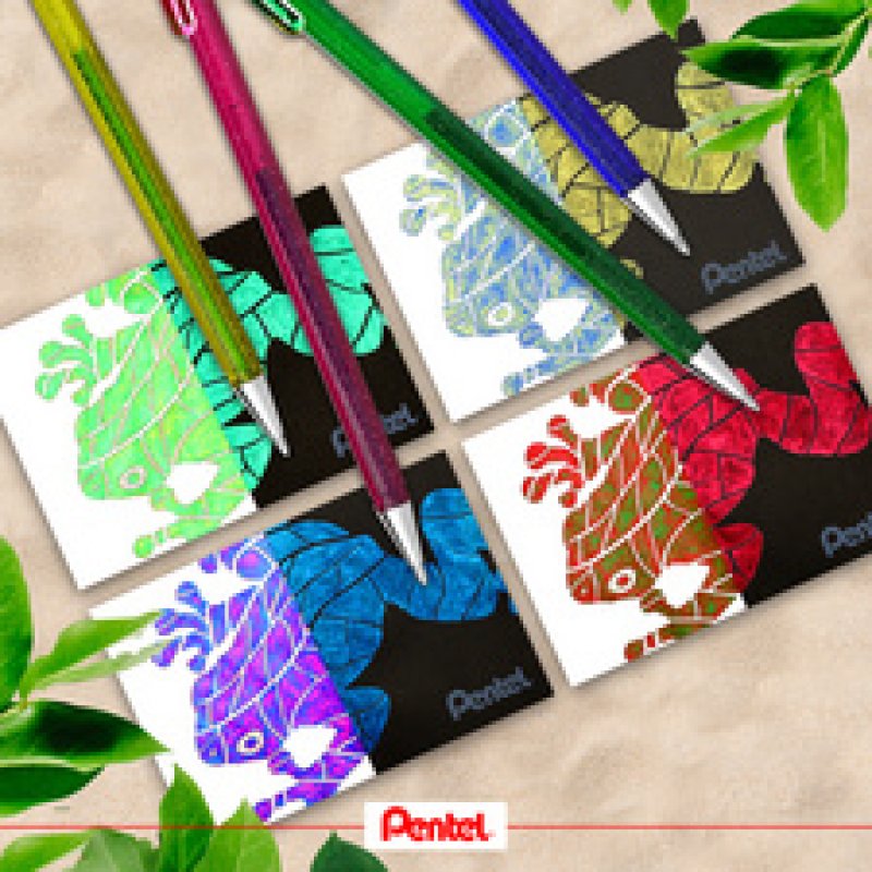 Pentel Hybrid Stylo roller "Dual Pen", rose/vert