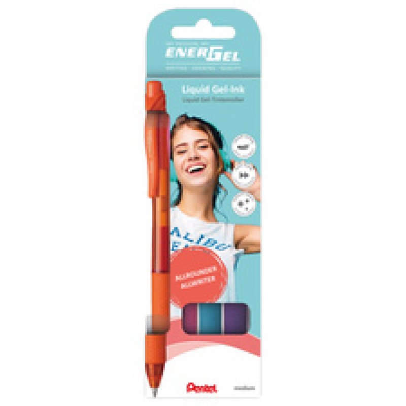 Pentel Stylo roller à encre gel EnerGel X BL107, kit de 4