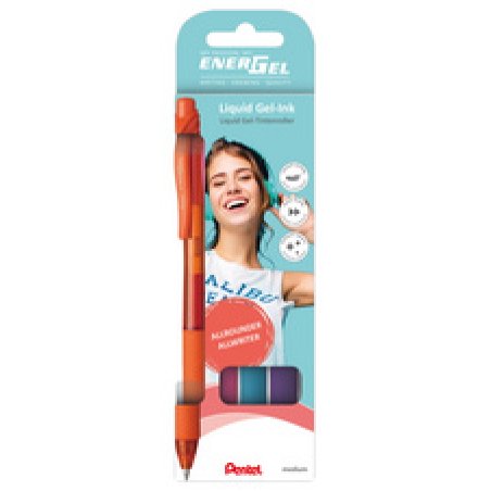 Pentel Stylo roller à encre gel EnerGel X BL107, kit de 4