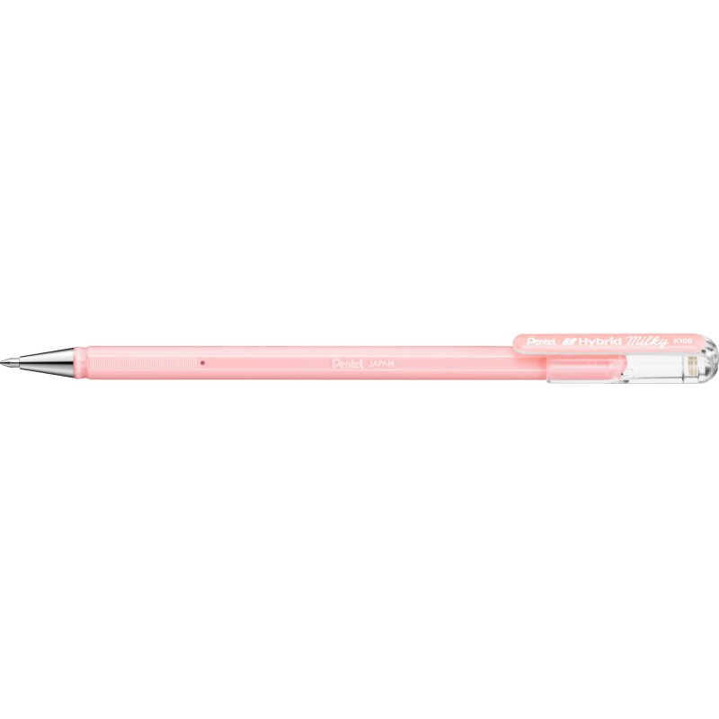 Pentel Stylo roller à encre gel Hybrid Milky, rose pastel