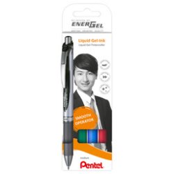 Pentel Stylo roller à encre gel EnerGel XmRT, set de 4