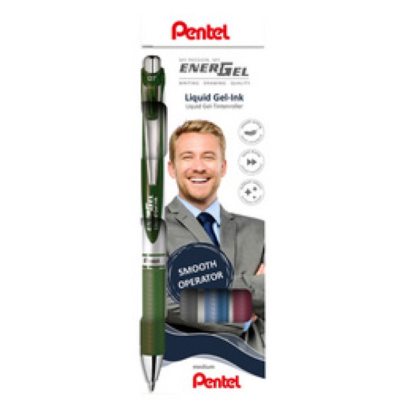 Pentel Stylo roller à encre gel EnerGel XmRT, set de 4