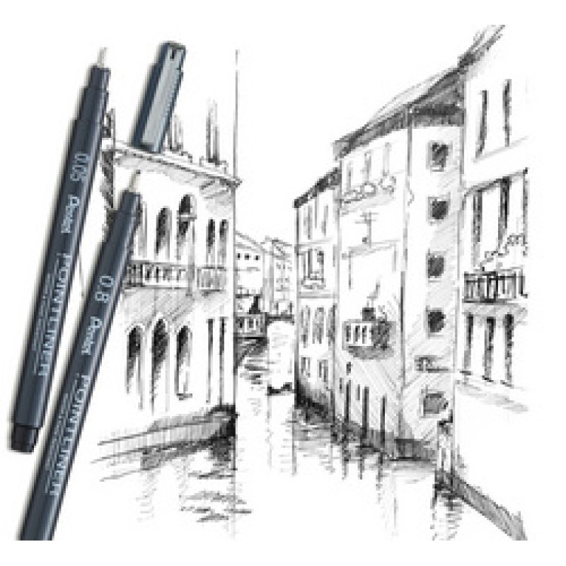 Pentel Feutre technique permanent Pointliner, set de 5, noir